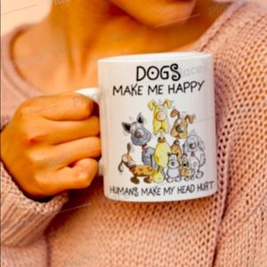 Dogs Make Me Happy People Hurt My Head Funny Coffee Mug Tea Cup Sarcastic